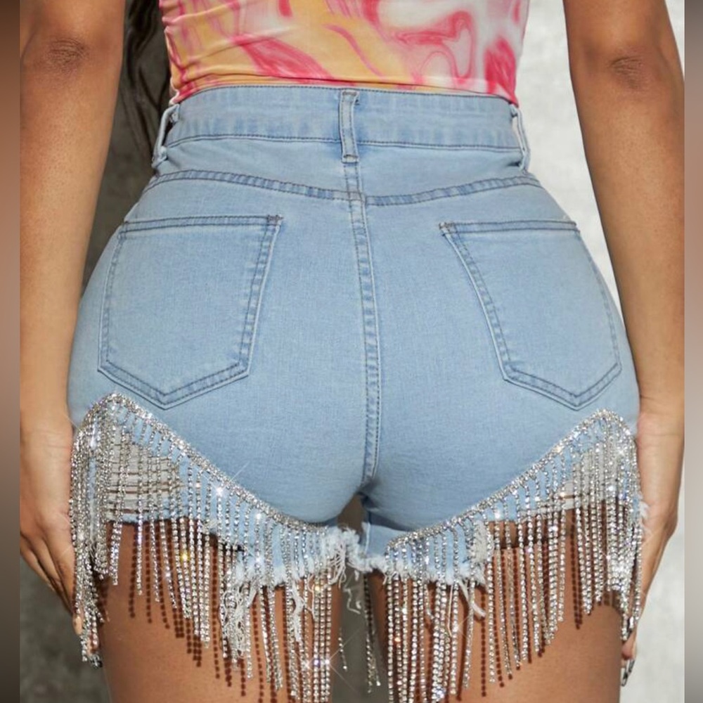 NEW ALL SIZES! Rhinestone beaded shorts
